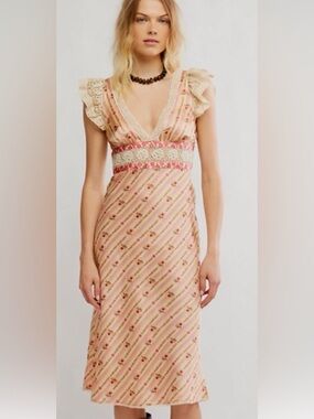 Floral Pink Bali Belle Lace-Trim V-Neck Maxi Dress